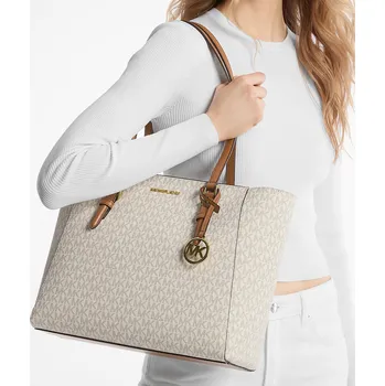 Kabelka Michael Kors Kabelka Charlotte Large 3-in-1 Signature Logo Tote Bag Vanilla