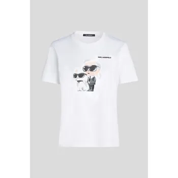 Dámské tričko TRIČKO KARL LAGERFELD IKON DUO AQUARELLE T-SHIRT WHITE