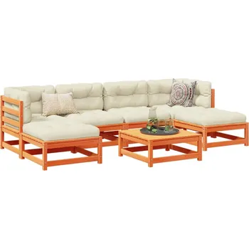 Zahradní sestava zahrada-XL 7dílná zahradní sedací souprava podušky voskově hnědá borovice 3295823