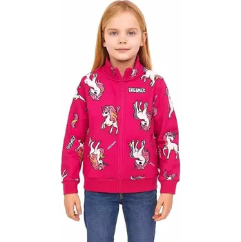 Dívčí mikina Zateplená dívčí mikina se zipem s jednorožcem GM9771 Velikost: 98, Barva: Malinová