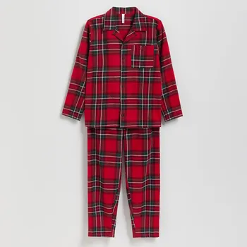 Dětská móda Reserved - Dvoudílná kostkovaná pyžamová souprava - červená - 637GX-33X - 637GX-33X-U98