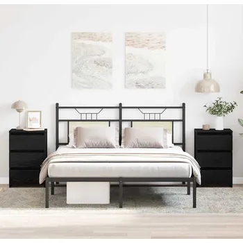 Noční stolek vidaXL Noční skříňka se zásuvkou 2 pcs Černý dub 40 x 35 x 62,5 cm [862614]