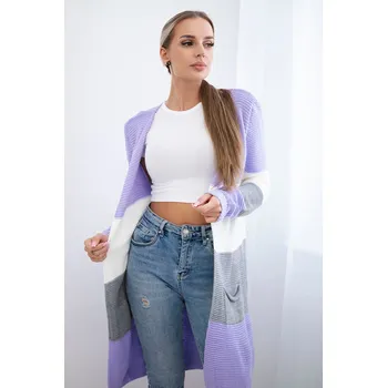 Dámský svetr Kesi Svetr Pruhovaný svetr šedá+modrá Barva: Fialová, Velikost: UNI