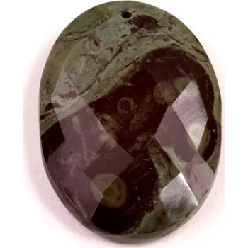 Přírodní kámen Vrtaný kabošon Kambaba Jaspis č.V3 (32x22x7mm)