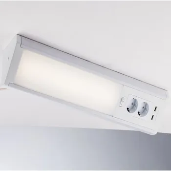 FANEUROPE LED lišta HABILIS bílá, hliník/polykarbonát, 15 W, 1750 lm, 4000 K, 1xSCHUKO + 2xUSB, 12,2 x 78,5 x 7,9 cm - FANEUROPE FAN LED-HABILIS-AP