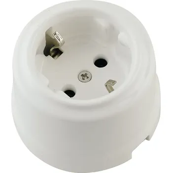 Příslušenství pro svítidlo FANEUROPE Příslušenství – porcelánová zásuvka Schuko Clay, bílá, 6,5 x 5 cm - FANEUROPE FAN I-CLAY-PRESA-F