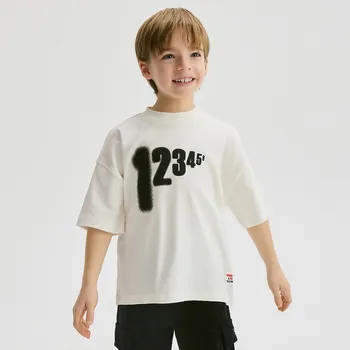 Chlapecké tričko Reserved - Oversize tričko s potiskem - krémová - 012CJ-01X - 012CJ-01X-116