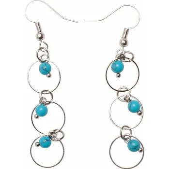 Náušnice Tyrkenit módní dlouhé náušnice s kroužky délka cca 6 cm