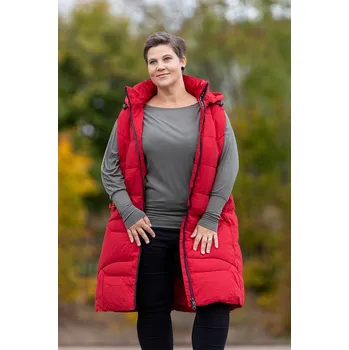 Dámská vesta Temster Dlouhá zimní vesta LA VALENCIA [23947] Barva: Červená, Velikost: L