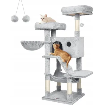 Škrabadlo pro kočky Be-Active.pl šedé 4 úrovně 101-160 cm sisal