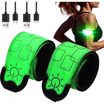 2X LED REFLEXNÍ PÁSEK NA BĚHÁNÍ, CHŮZI, KOLO, NA BATERIE, NA RUKU NEBO NOHU