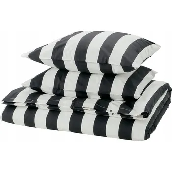 Povlečení IKEA SLANHOSTMAL Sada povlečení 200x200/50x60 cm proužky černá/bílá