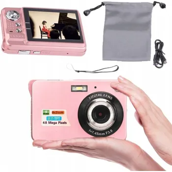 IP kamera Digitální fotoaparát 4K 48 MP s 2,7" displejem, růžový