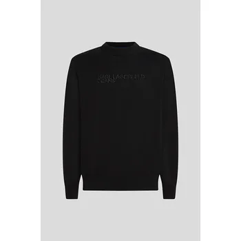 Pánský svetr SVETR KARL LAGERFELD JEANS KLJ REG EMBROIDERED SWEATER BLACK