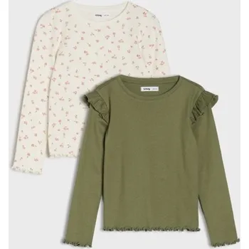 Dívčí tričko Sinsay - 2 balení triček s dlouhým rukávem - vícebarevná - 693DY-MLC - 693DY-MLC-104