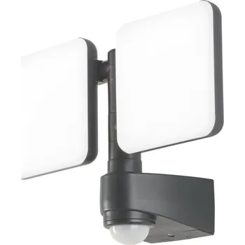 Venkovní osvětlení FANEUROPE Venkovní reflektor LED SAT antracit plast 2x10 W 2400 lm 4000 K IP54 se senzorem 23x33x13,35 cm - FANEUROPE FAN LED-SAT-20