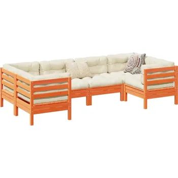 Zahradní sestava zahrada-XL 6dílná zahradní sedací souprava podušky voskově hnědá borovice 3299611