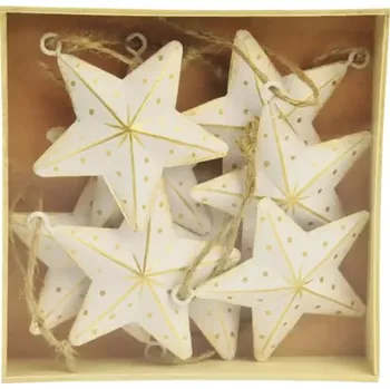 Vánoční dekorace Závěsná dekorace HVĚZDA, kov, bílá/zlatá