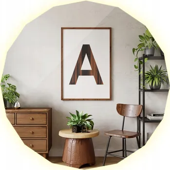 Zrcadlo Zrcadlo LED XXL Boho Loft do obýváku i koupelny, mnohoúhelníkový tvar, 100x100 cm