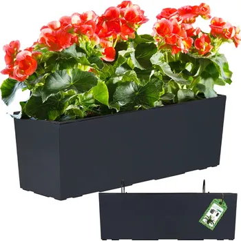 ZÁVĚSNÝ KVĚTINÁČ BALKONOVÝ TRUHLÍK ZAHRADNÍ KVĚTINÁČ ANTRACIT KVĚTINÁČ VLOŽKA