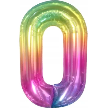 Balónek Fóliový balónek ČÍSLICE 0 DUHOVÝ VELKÝ 100 CM na heliové narozeninové oslavy