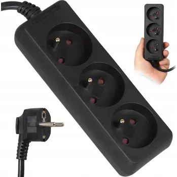 Napájecí kabel Prodlužovací Kabel přívod Vayox 1,5 m, 3 ks, černý