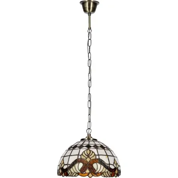 Vitrážový závěsný lustr MARSALA - 1xE27, 60W, 25cm, kulatý, černý / různobarevný