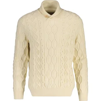 Pánský svetr SVETR GANT CABLE SHAWL COLLAR CREAM
