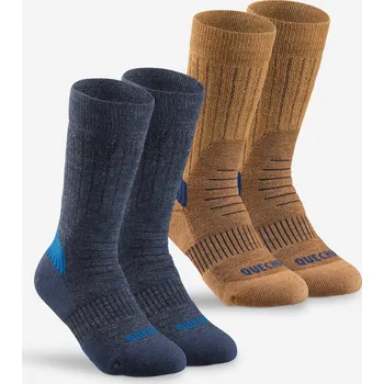QUECHUA Dětské turistické polovysoké hřejivé ponožky SH 100 2 páry 35/38 MODRÁ