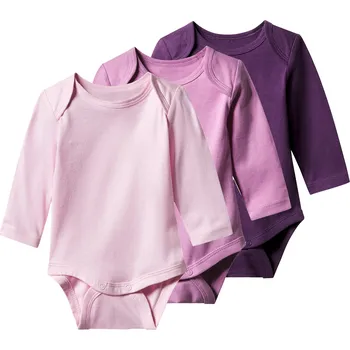 Kojenecký body lupilu® Dětské body s dlouhými rukávy, 3 kusy (lila fialová / světle růžová, 50/56)