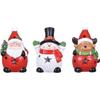 Vánoční dekorace Santa Claus a přátelé cementový LED 8x7x11cm