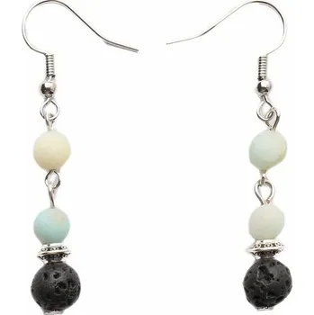 Drahý kámen Lávový kámen a amazonit korálkové náušnice délka cca 5 cm