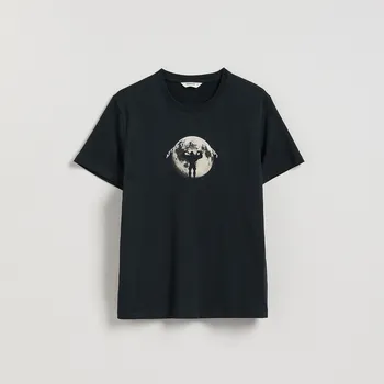 Reserved - Tričko střihu regular s plastickým vánočním potiskem - antracitová - 679HO-86X - 679HO-86X-XXL