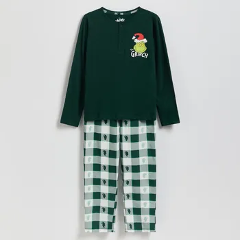 Dětská móda Reserved - Vánoční pyžamová souprava Grinch - tmavě zelená - 979HI-79X - 979HI-79X-U14