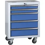 Pojízdný dílenský box na nářadí EXPERT, 5 zásuvek, 645 x 460 x 860 mm, modrá 159464573