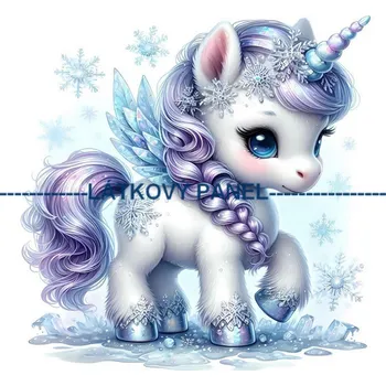 Látkový panel - Jednorožec - DE-298 Velikost: 50x50cm, Materiál: Teplákovina nepočesaná