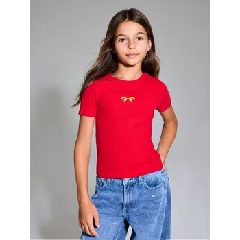 Dívčí oblečení Sinsay - Tričko z&nbsp;žebrovaného úpletu - červená - 088GC-33X - 088GC-33X-140