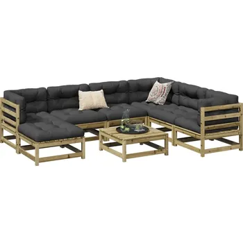 Zahradní sestava zahrada-XL 8dílná zahradní sedací souprava a podušky impregnovaná borovice 3299559