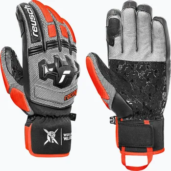 Rukavice Pánské lyžařské rukavice Reusch Worldcup Warrior SC black/silver/fluo red