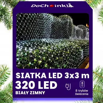 Vánoce LED SVĚTELNÁ SÍŤ 3x3M 320 LED STUDENÁ BÍLÁ
