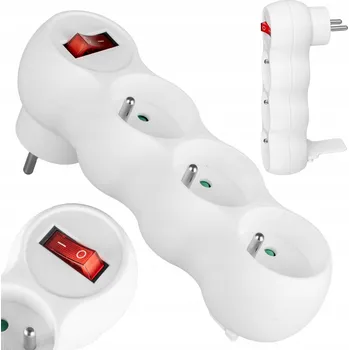 Elektrická zásuvka Rozbočka Vayox 3 zásuvky bílý s uzemněním a vypínačem