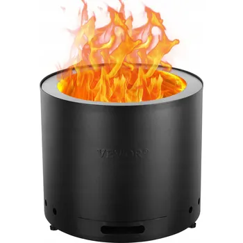 VEVOR Ohniště 490x390MM Bez Kouře Na Dřevo Černé Kulaté Hmotnost 11,13KG