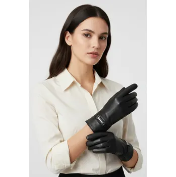 Rukavice Dámské kožené rukavice Vivisence 7212 Barva: Černá, Velikost: M
