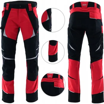 montérky Pracovní kalhoty červeno-černé do pasu bavlna elastické COTTONFLEX 60XXL