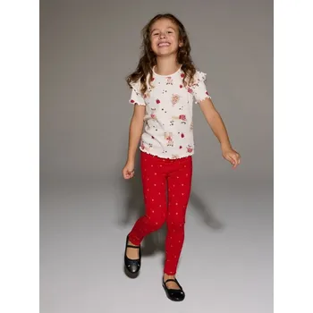 Dívčí legíny Sinsay - Vánoční legíny se zlatými hvězdičkami - červená - 737GS-33X - 737GS-33X-140