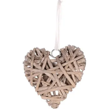 Srdce proutěné - závěsná dekorace, barva přírodní šedá