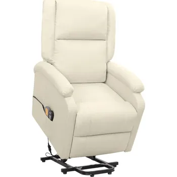 Křeslo zahrada-XL Zvedací masážní křeslo krémové textil 329718