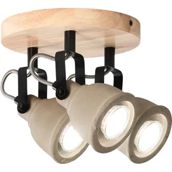 Nástěnné svítidlo FANEUROPE Stropní svítidlo Kisa, šedá/dřevo, 3 x GU10, 20 x 20 x 20,3 cm - FANEUROPE FAN I-KISA-PL3