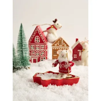 Vánoční dekorace Sinsay - Vánoční dekorace ve tvaru myši - červená - 608GF-33X - 608GF-33X-ONE