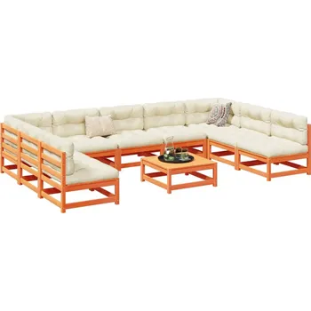 Zahradní sestava zahrada-XL 10dílná zahradní sedací souprava podušky voskově hnědá borovice 3299597